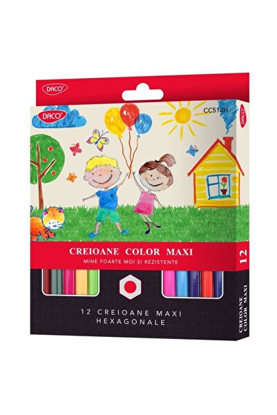 daço Set 12 creioane colorate maxi hexagonale Daco