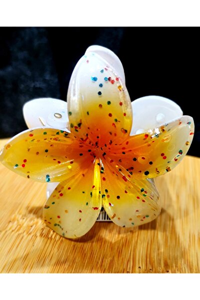 Monalisa Home مشبك لوتس أصفر صغير لامع فاخر