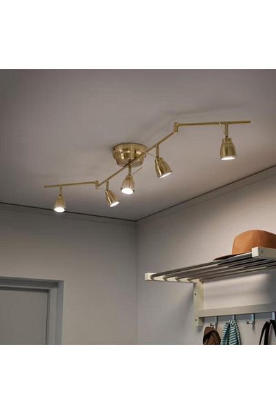 BAROMETER Ceiling track lights, 5 lights, copper color