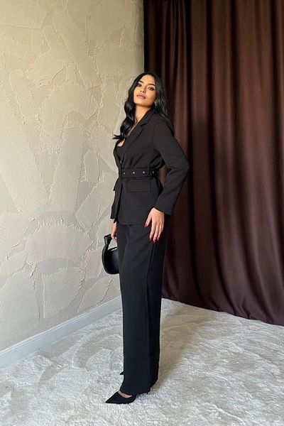 Simala Black Pocket Cover and Belt Jacket
