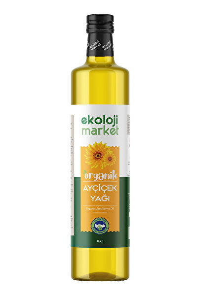 Ekoloji Market Organik Ayçiçek Yağı Cam Şişe 1 Lt