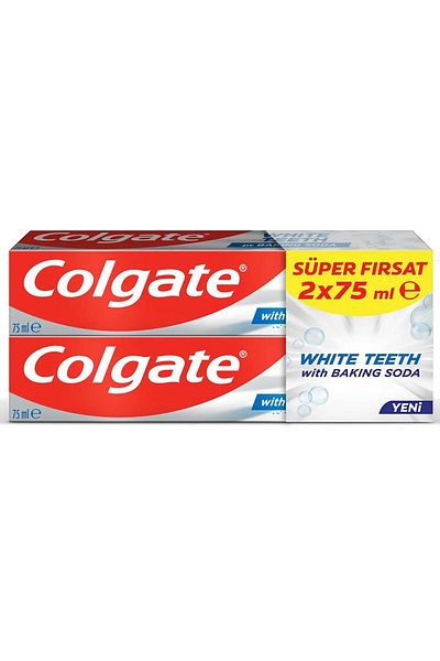 Colgate White Teeth Baking Soda Whitening Fluoride Toothpaste 2 X 75 ml