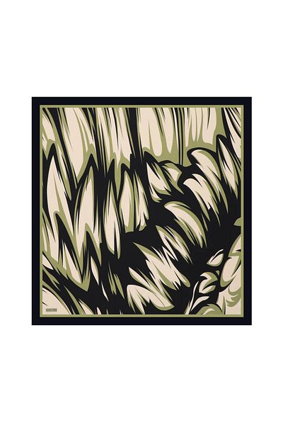 Bursa İpek Μεταξωτό μαντήλι Khaki Nilsu Pattern Twill