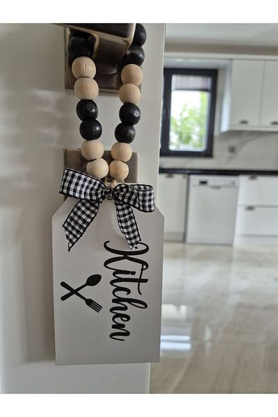 rosfloa rf Decorative Beaded "Kitchen" Written Toilet Bathroom Door Handle Accessory Wooden Gift Ornament (Kitchen)