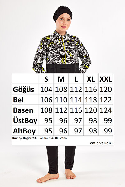 Adasea Spor Likra Tam Kapalı Tesettür Mayo Jules 1407 Siyah