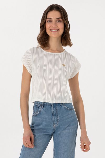 U.S. Polo Assn. Tricou alb Crop pentru damă 50299812 -vr013