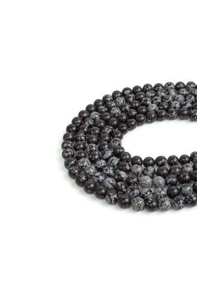 Dünya Doğal Taş 6 MM Snowy Obsidian Stone Array