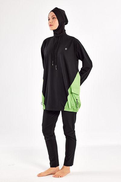 Adasea Αθλητικό Lycra Full Covered Hijab μαγιό Selby 1204 Μαύρο