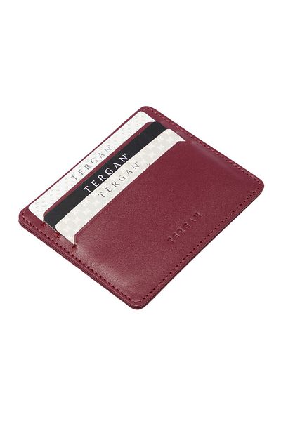 Tergan Claret Red Genuine Leather Unisex Credit Card Holder - S1Kk 00001050 -X31