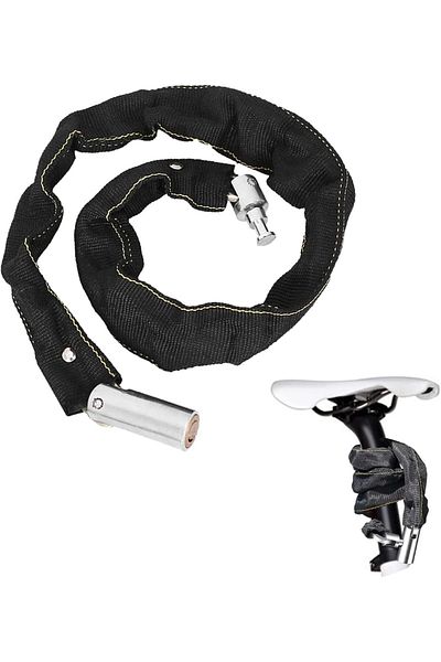 Generic Fabric Wrapped Chain Lock - Metal Security Lock for Motorcycles and Bicycles - Black