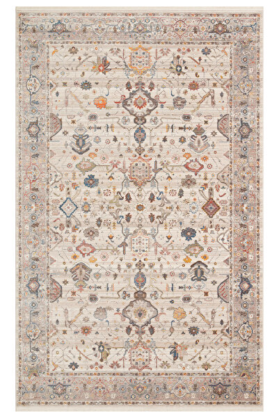 Eko Halı PIETRA PTA 01 CREAM GREY  Sıcak Renk Tonlu Etnik Desenli Yumuşak Dok...