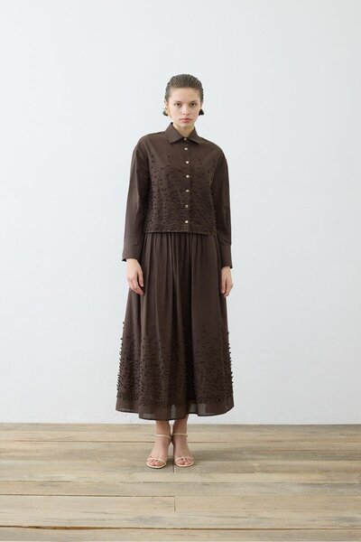 TERZİ DÜKKANI MELİSSA BRODE ETEKLİ TAKIM KAHVE