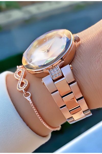 Homies Gold Colored Waterproof Women's Wristwatch and Bracelet Gift