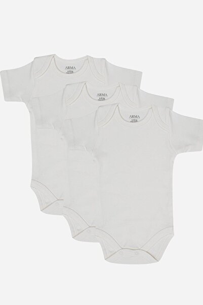 Arma Yıldız 100% Organic Cotton 3-Piece White Short Sleeve Baby Bodysuit with...