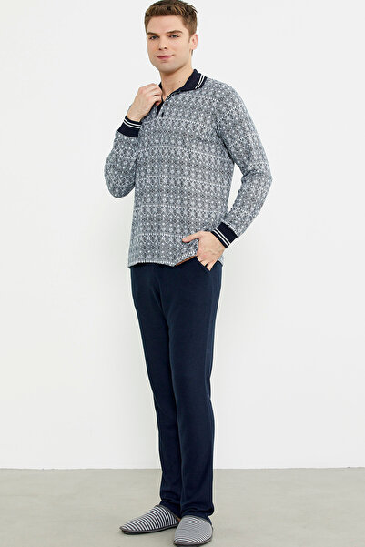 Sementa Піжама з м'якою тканиною та поло-коміром - темно-синя