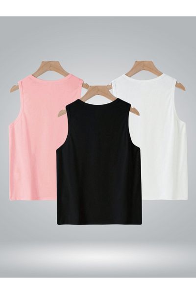 GLOWES Children's Unisex Sleeveless 3 Pack Undershirt Tshirt