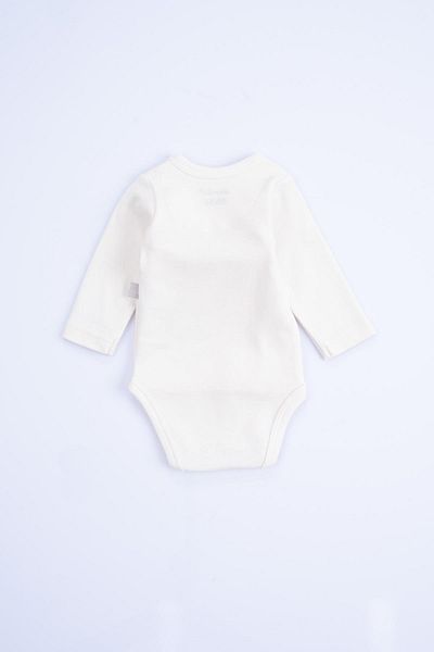 Boumini Cotton Baby Crochet, Long Sleeve Bodysuit, Ecru Giraffe