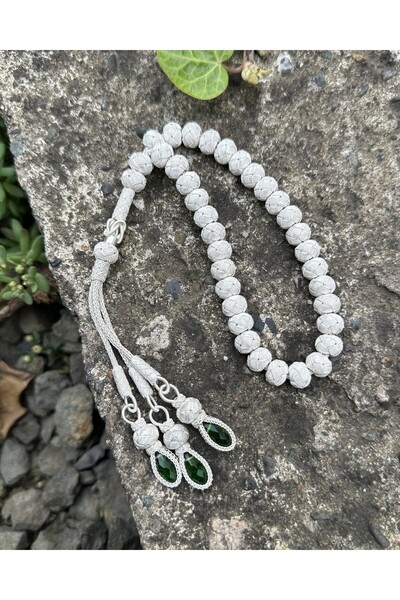 KAZZAZE سبحة صلاة فضية متوسطة الحجم من حجر الزركون Kazaziye - صناعة فضية أسطو...