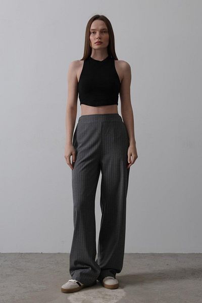 leyla sanat sanata yeni bir bakış açısı Leyla Art a New Perspective on Art Palazzo Pants with Beli Half Elastic - Anthracite