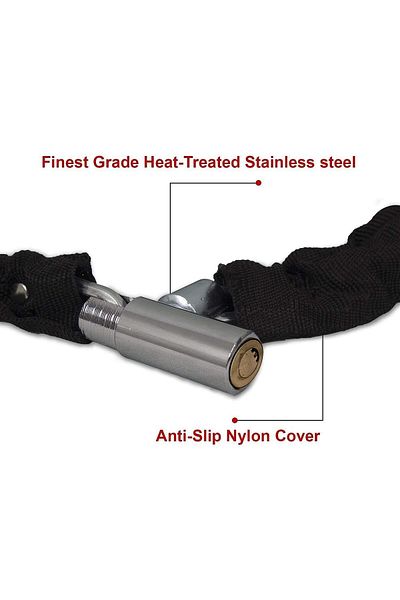 Generic Fabric Wrapped Chain Lock - Metal Security Lock for Motorcycles and Bicycles - Black