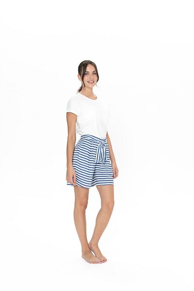 U.S. Polo Assn. U.S. Polo Assn. Women's Ecru Striped Shorts-Tshirt Pajama Set - Batdn20U03G4S