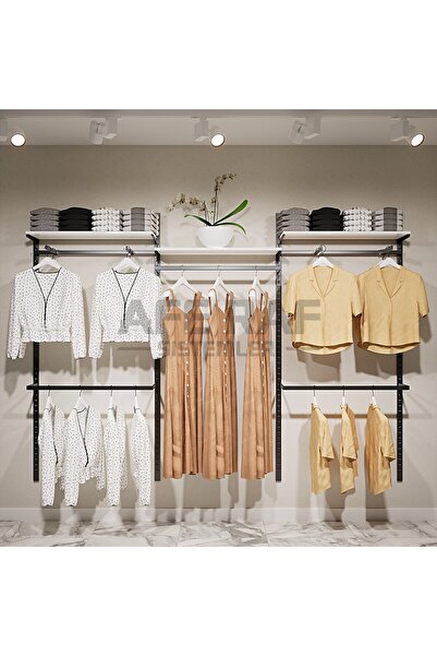 AFE DEKOR Askılık Sistemi, Giyinme Odası Raf-askılık Sistemi , Raf Sistemi ,mağaza Raf Sistemi 275x200 Cm