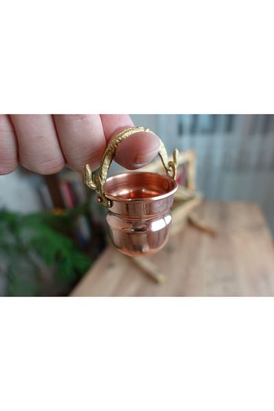 yeşiliseviyorum 1 Piece Tiny Chubby Copper Turkish Delight Bowl Sugar Bowl Decorative Figurine