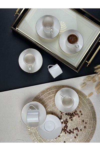 Viyalente 12 Piece Porcelain Lumina Gold Coffee Cup Set