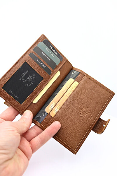 willpolo Шкіряний паспортний футляр та гаманець великого розміру