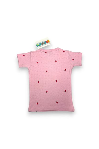 Ponchiq Pink Strawberry Patterned Girl's Undershirt