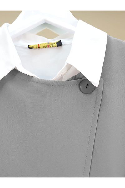 Modamorfo Gray Cross Button Vest and Skirt Set