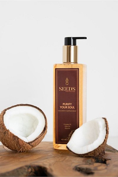 Seeds Natural Liquid Soap Coconut Castile Soap with Olive Oil / Shower Gel 400ml