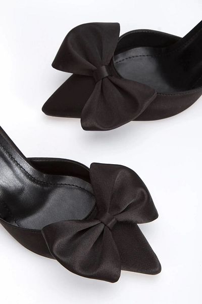 Satenora Julia Black Satin Bow High Heels