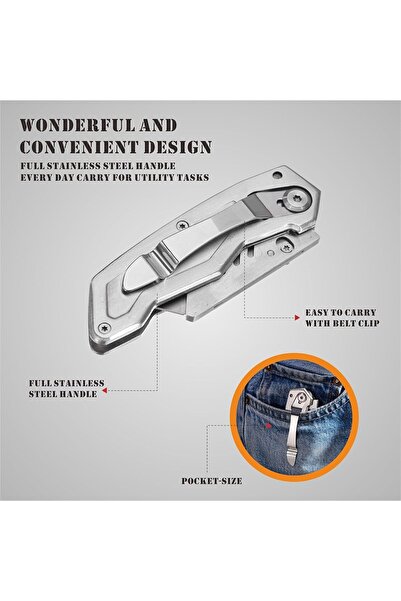 Generic SK5 Quick-Interchangeable Folding Utility Knife + 10 Extra Blades in Storage Bag