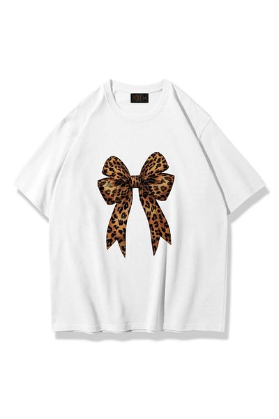 JANSO GROUP - TRIOU UNISEX CU MÂNECI SCURTĂ LEOPARD FIOCK PRINT BUMBAC OVERSIZE