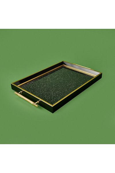 Evidea Kitchen Glitter Acrylic Tray - Black / Yellow - 43 cm