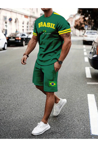 LUNAVISTA Men's Comfortable Brazilian Soccer Jersey and Shorts Set 3D Printed...