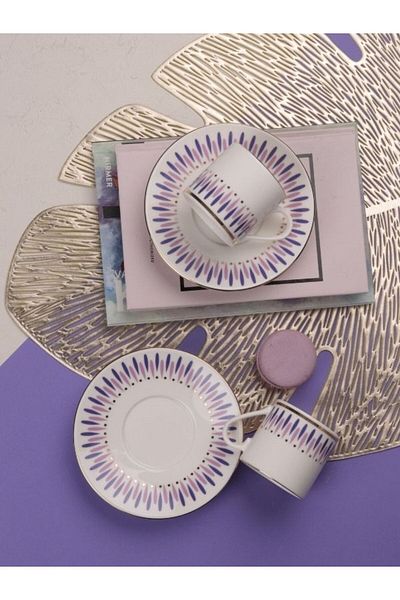 Viyalente Porcelain 4 Piece Palm Coffee Set 2 Coffee Cup Set