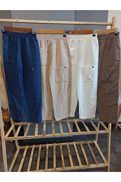 I.ZOYA UNISEX Müslin Pantolon /Yıkamalı -Rahat Bol kesim( %100 Pamuk )10 yaş-...