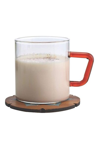 Borosil Vision Colour Mug Set Of 6, Brown Handle, Microwavable White