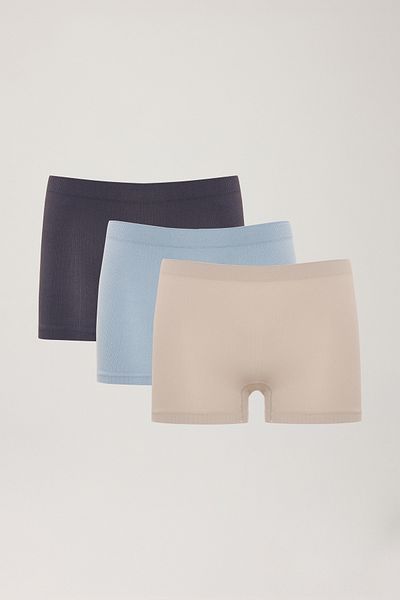 LOS OJOS 3-teilige gerippte nahtlose Boxershorts 3xboyshort