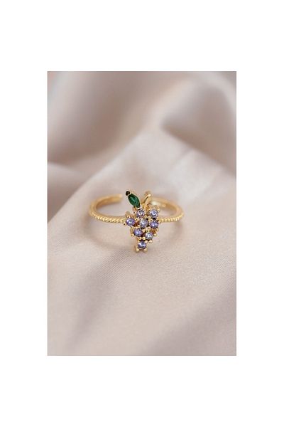 Skygo Adjustable Gold Color Metal Colorful Zircon Stone Grape Ring - Tj-byk2085