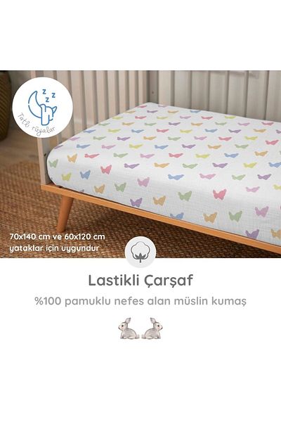 DEUX LAPINS 100% Cotton Elastic Muslin Baby Bed Sheet