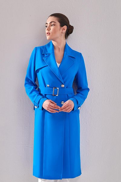 Ekol Belted Waist Buttoned Trench Coat