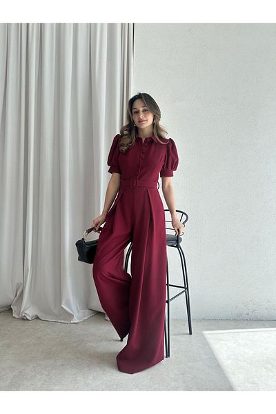 Mooi Butik Steffy Jumpsuit 5004 - Claret Red