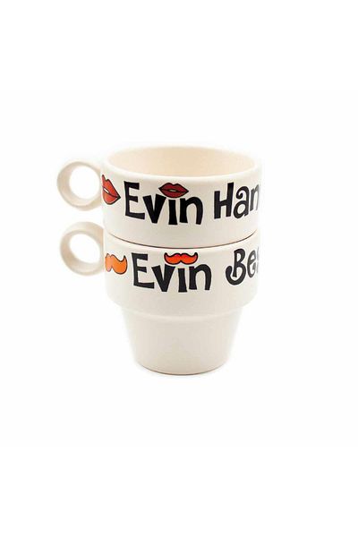 PALTO TASARIM Set of 2 Espresso Cups for Housewife and Home Master - Gift Ceramic Cup
