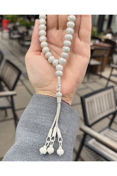 KAZZAZE El Örmesi Gümüş Kazaziye Trabzon İşi Büyük Boy Tesbih 10x11 mm Habbe Ölçüsü