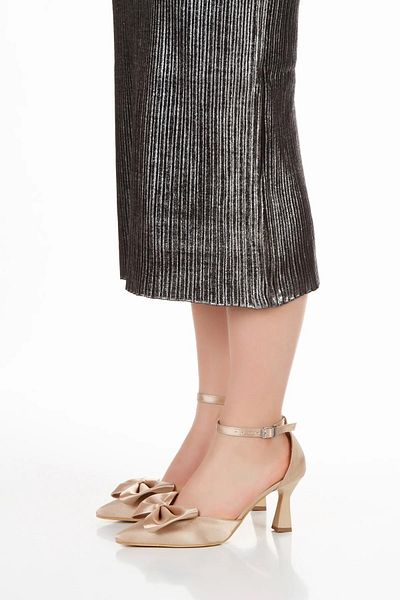 Satenora Julia Gold Satin Bow High Heels