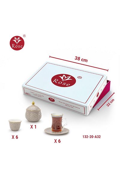 Rose CR-132-طقم تقديم 20 قطعة للشاي والقهوة روز