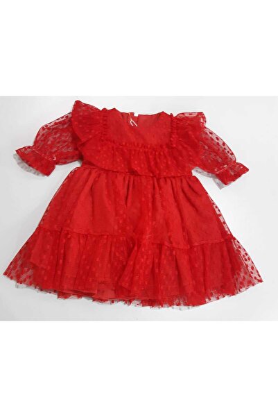 Sönmez Baby VİNTAGE MARİAH NOKTA TÜL DESENLİ KIZ BEBE ÇOCUK ELBİSE